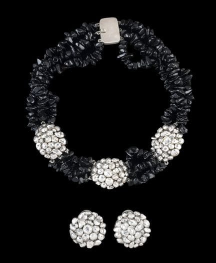 Collar y par de pendientes de ónix y plata de LUIZ