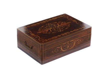 Caja de palisandro y madera satinada de estilo Lui