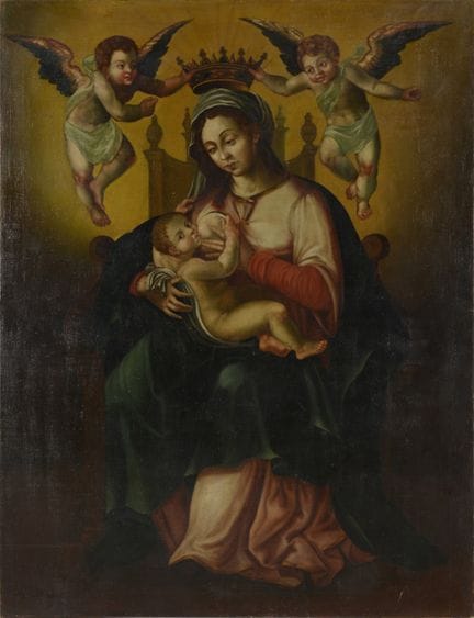 École ibérique, XVIIe siècle
La Vierge couronnée a