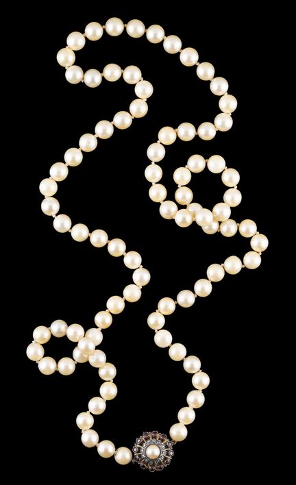Un collar de perlas cultivadas
Hilo de perlas cult
