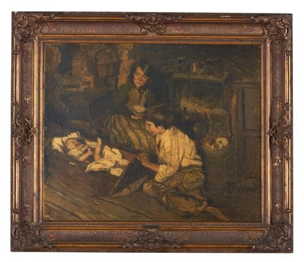 Alves Cardoso (1883-1930)
Interior con niños
Óleo 