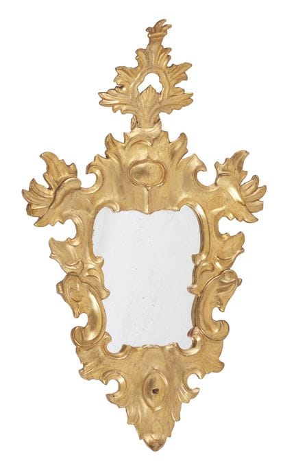 Miroir et applique murale en bois doré sculpté
Boi