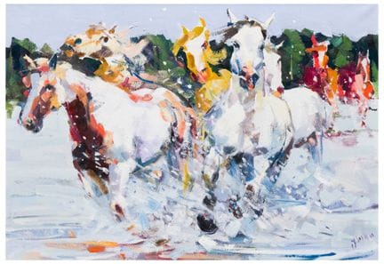 Ilirjan Xhixha (1964)
Galloping Horses 
Oil on can
