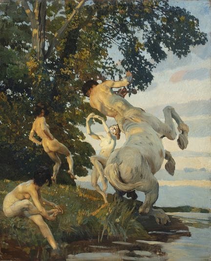 Ettore Tito (1859–1941)
Centaur and Nymphs
Oil on 