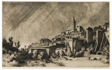 利诺·比安基·巴里维耶拉（1906—1985）
维泰博，1935年
纸本蚀刻版画
28 × 45 厘