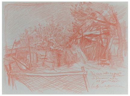 利诺·比安基·巴里维耶拉（1906 - 1985）
《山羊小屋》，1975年
红褐色粉笔画，纸本
4