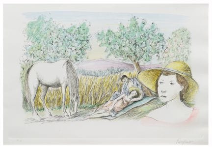 多梅尼科·普里菲卡托（1915—1984）
《乡间：休憩的人物与马》
纸上石版画
37 × 53.4