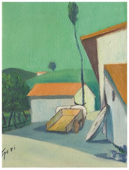 Ugo Spezi (1924)
Carro nell'abitato
Olio su tavola