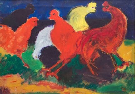 Roberto Poloni (1938)
Galli, 1970
Olio su cartone 