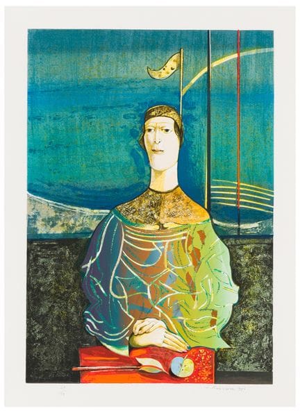 路易吉·林奇科蒂（1941 - 2024）
《旗手》，1986年
纸上丝网印刷 
49.6 x 35