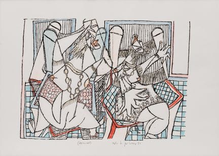 保罗·达·圣洛伦佐（1935）
无题。1984
石版画，用彩色记号笔修饰
50 x 70 厘米

签