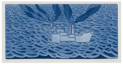 弗朗切斯科·卡索拉蒂·帕瓦罗洛（1934—2013）
《海上的船只》，1990年
铜版蚀刻与水彩蚀刻