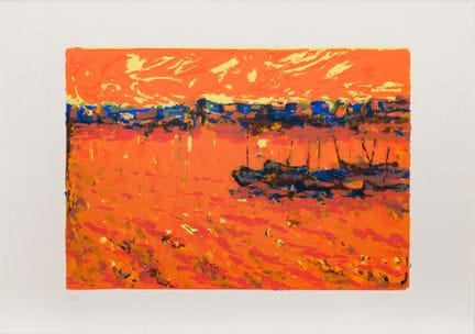 文森佐·蒙蒂（1908—1981）
《泻湖》
纸本丝网版画
49 × 69 厘米（画心尺寸）

签名