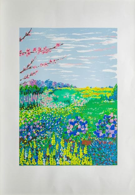 玛达莱娜·斯特里格利奥（20世纪）
桃枝
纸本丝网印刷
98.7 × 68.9 厘米（画心尺寸）


