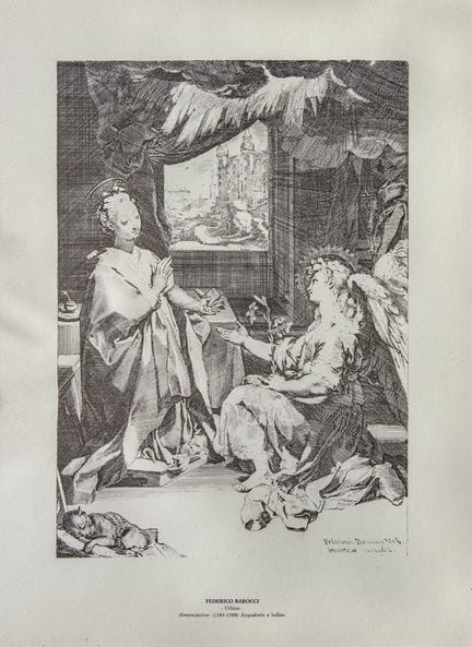费德里科·巴罗奇（1535—1612），选自
《报喜》
纸本照相蚀刻版画
58 × 41.8 厘米（