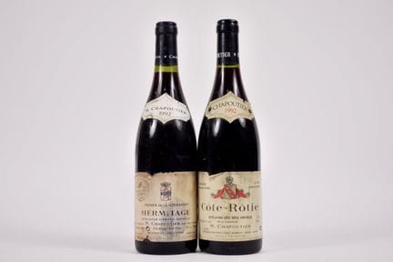 2 BOTELLAS DE M. CHAPOUTIER DE 1992: 1 HERMITAGE M