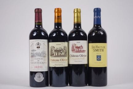4 瓶优质葡萄酒：1 瓶尚特格里夫酒庄 - 1999年 / 2瓶奥利维耶酒庄GCC - 1瓶2006