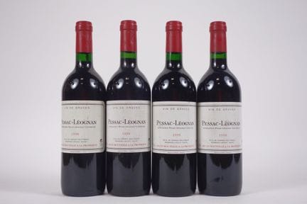 4瓶奥巴伊酒庄（Château Haut Bailly）的佩萨克-莱奥尼昂葡萄酒——3瓶1999年份