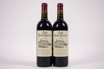 2 瓶 CLOS PETIT CORBIN GC 圣埃米利永红葡萄酒 - 1999年