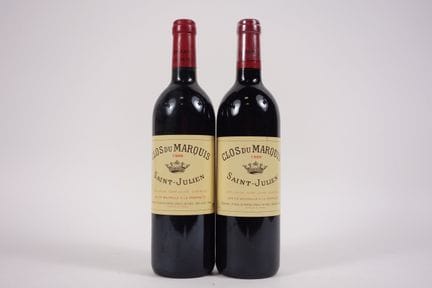 2 瓶 CLOS DU MARQUIS ST JULIEN 红酒 - 1999年