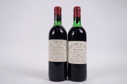 2瓶来自波雅克的格朗·维恩·德·罗西耶酒庄的佳酿：1瓶1971年份——LB / 1瓶1975年份——