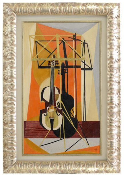 米开朗基罗·孔蒂
《乐器组画》，1950年
布面油画 97.5×56×2 厘米，右下角有签名和年份。
