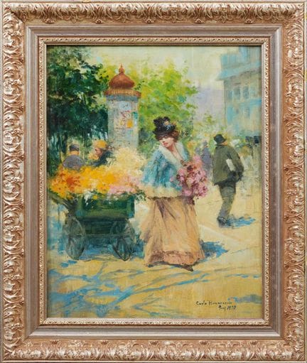 卡洛·布兰卡乔
《花贩的推车》，1899年
木板油画 50x40 厘米，右下角有签名和年份，背面有那