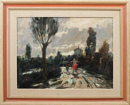 COSIMO PRIVATO
Entlang der Straße
Öl auf Leinwand,