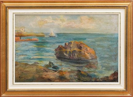 ERMENEGILDO AGAZZI
Marina
Öl auf Holz, 32,5 × 51 c