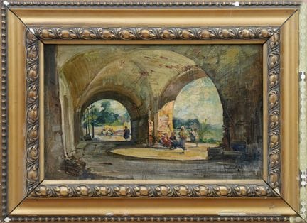 CESARE GHEDUZZI
Scène de village
huile sur bois, 3
