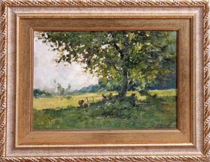 CESARE GHEDUZZI
Paysage rural avec personnage et t