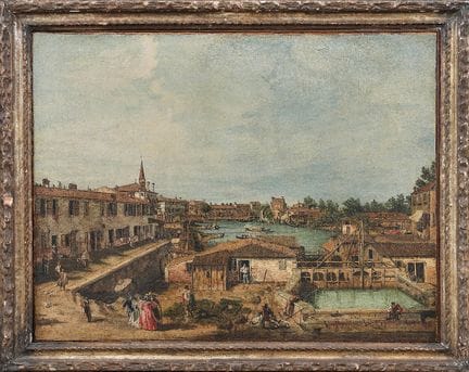 贝尔纳多·贝洛托
（归因于）
多洛的水闸
布面油画，62×81 厘米
目前仅知贝洛托创作过一幅描绘威