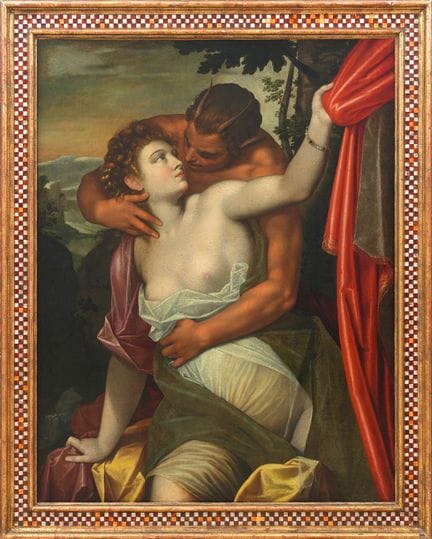 16世纪画家
《维纳斯与萨提尔》
布面油画，116×91厘米
这幅画描绘了一位裸体的年轻女子与一位肤