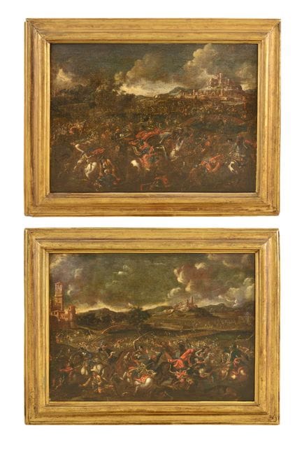 17世纪画家
战役场景
两幅布面油画，72.5×97.5厘米