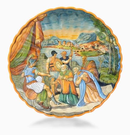 VERZIERTE MAJOLIKA-SCHALE, VERMUTLICH AUS URBINO, 
