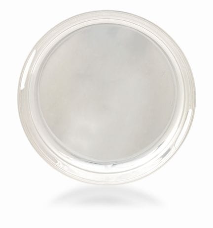 PLATEAU EN ARGENT, XXe SIÈCLE, de forme circulaire