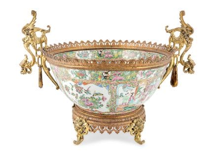 CRATÈRE EN CÉRAMIQUE, CHINE, CANTON, XXe SIÈCLE, d