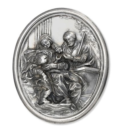 PLAQUE OVALE EN ARGENT, PROBABLEMENT DE GÊNES, XVI