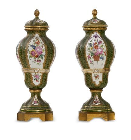 PAIR OF LARGE PORCELAIN VASES WITH LIDS, SEVRES, 1