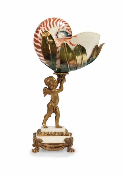 NAUTILUS-SHAPED CUP, 19th–20th CENTURY, gilded met