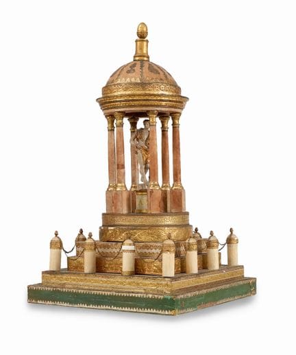WOOD AND PAPERMAÇÉ MODEL OF A TEMPLE OF APOLLO, 18