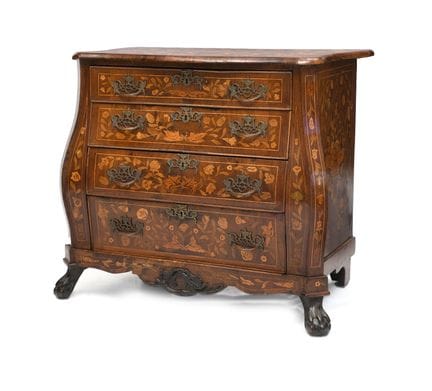 CHEST OF DRAWERS WITH INLAY WORK IN VARIOUS WOODS,
