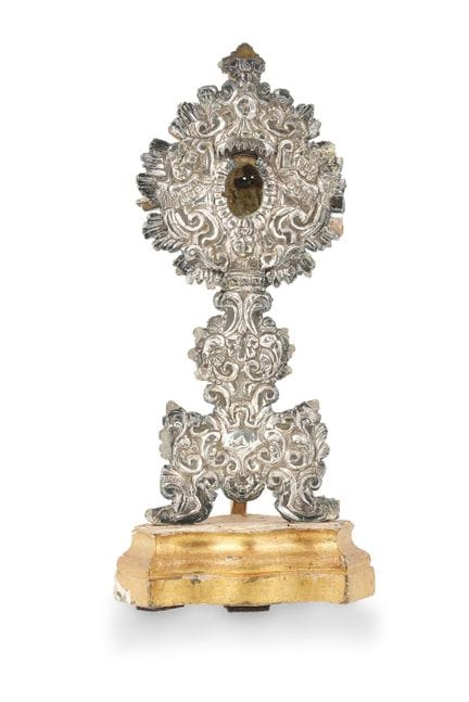 WOOD RELIQUIARY COVERED IN SILVER, ROME, 18th CENT