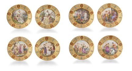 EIGHT PORCELAIN PLATES, VIENNA, 19TH CENTURY, poly