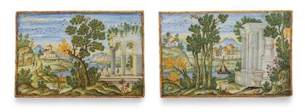PAIR OF MAIOLICA PLATES, CASTELLI, 18TH CENTURY, l