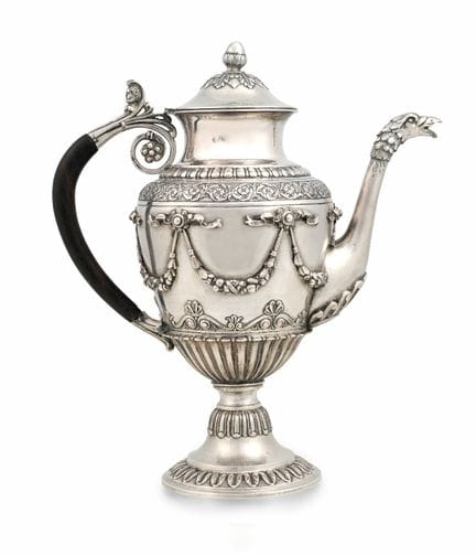 LARGE SILVER COFFEE POT, ROME, CA. 1830, SILVERSMI