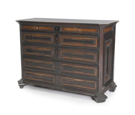 EBONIZED WOODEN CHEST OF DRAWERS, LOMBARDY, 18TH C
