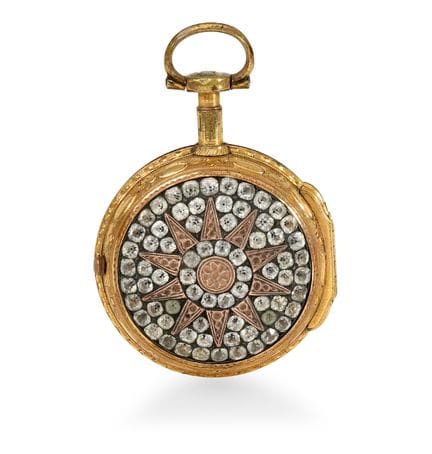 GOLD POCKET WATCH WITH SEMIPRECIOUS STONES, PARIS,
