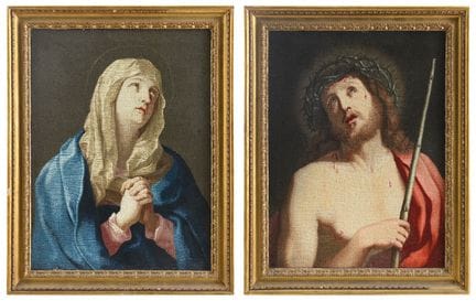 RARE PAIR OF POLYCHROME WOOL AND SILK TAPESTRIES, 
