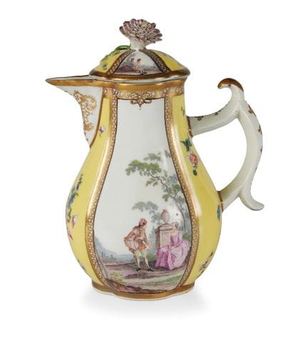 PORCELAIN COFFEE POT WITH LID, MEISSEN, CA. 1740, 